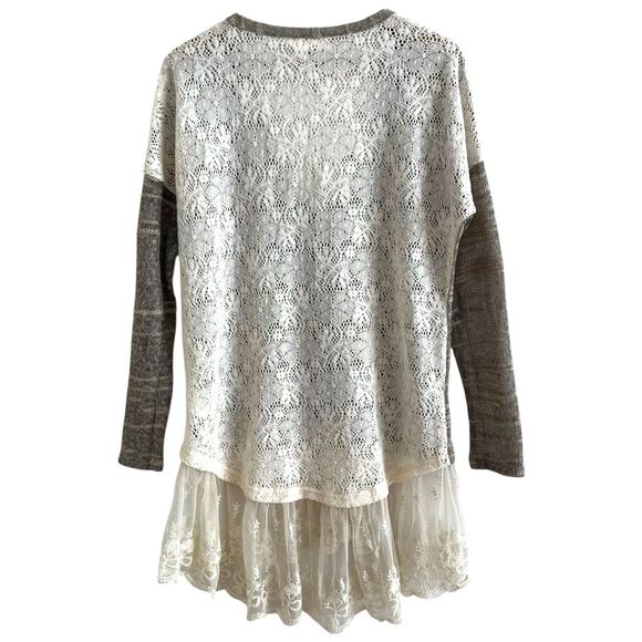 Areve Lace Crochet Duster Cardigan Sz M Long Fairycore Boho Chic Grunge Festival - Picture 3 of 10